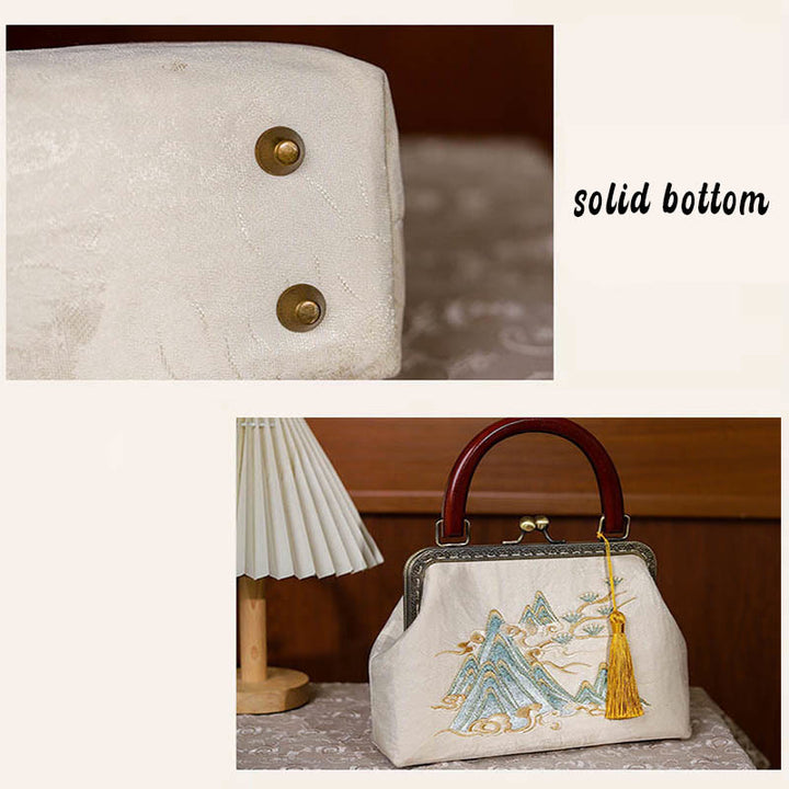 Bolso de mano con paisaje de piedras de Buda jacquard cruzado