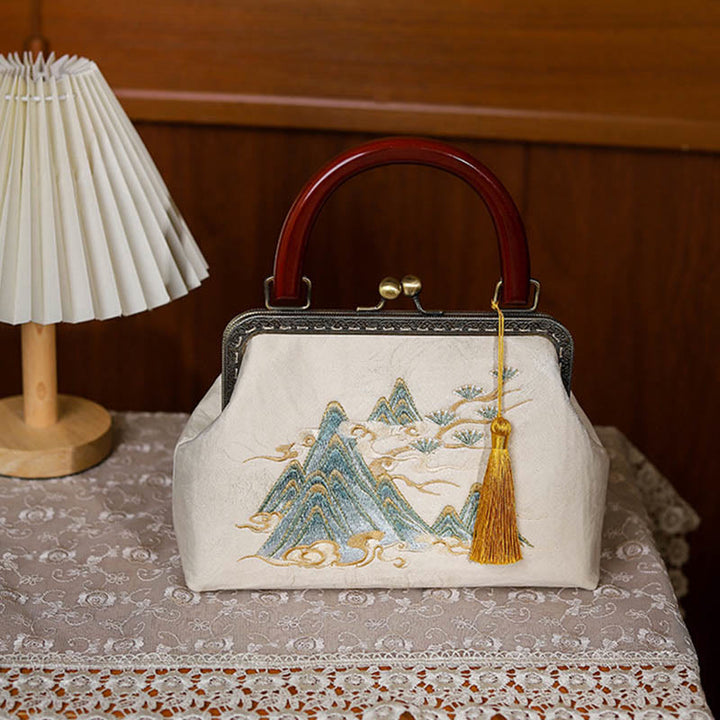 Bolso de mano con paisaje de piedras de Buda jacquard cruzado