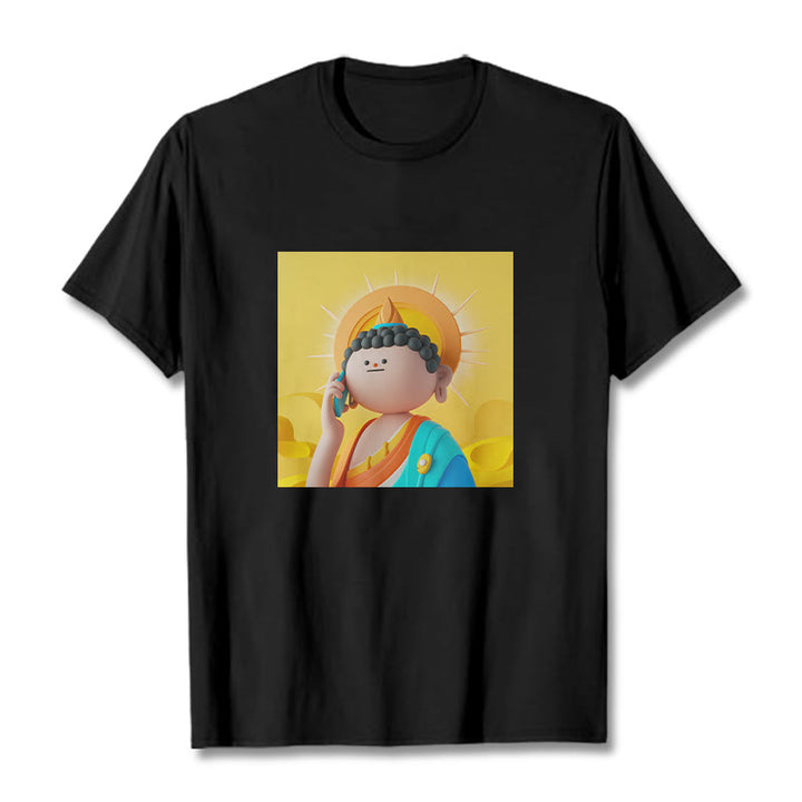 Buddha Stones Buddha Levanta El Teléfono Tee Camiseta - Negro - 2XL - image 4