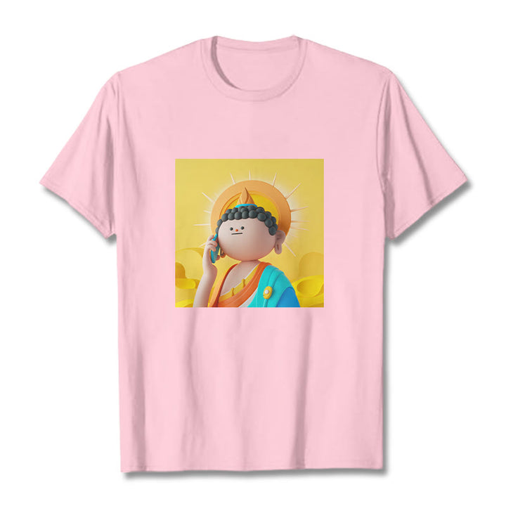 Buddha Stones Buddha Levanta El Teléfono Tee Camiseta - Rosa claro - 2XL - image 12