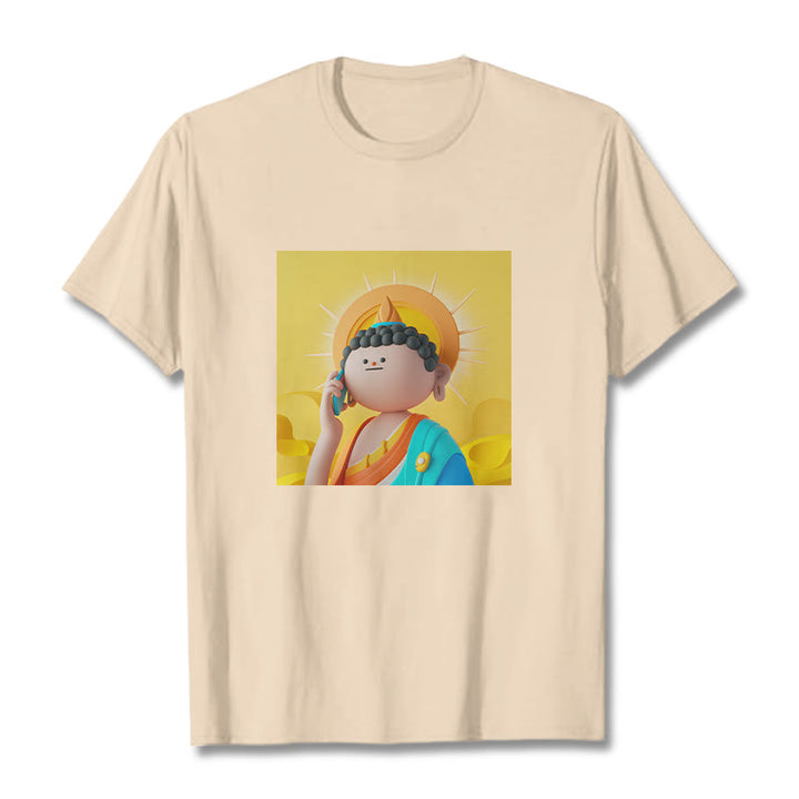 Buddha Stones Buddha Levanta El Teléfono Tee Camiseta - Sopa de mariscos - 2XL - image 8