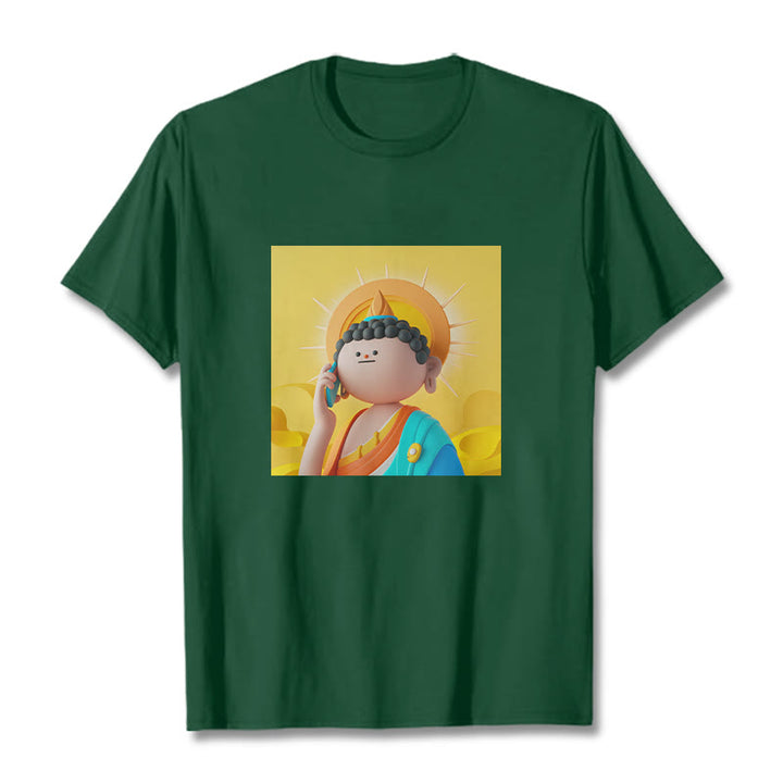 Buddha Stones Buddha Levanta El Teléfono Tee Camiseta - Verde bosque - 2XL - image 10