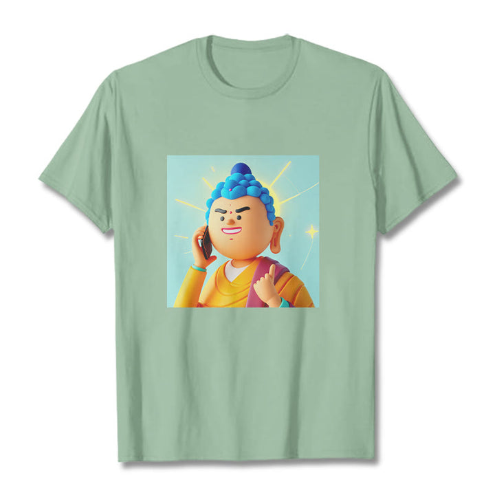 Camiseta de caricatura divertida de Buddha Stones - Verde pálido - 2XL - image 11
