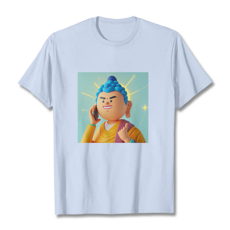 Camiseta de caricatura divertida de Buddha Stones - Cian claro - 2XL - image 1