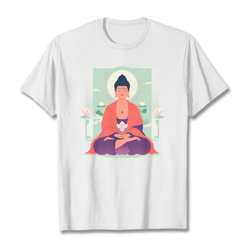Camiseta de meditación de loto de Buddha Stones - Blanco - 2XL - image 1