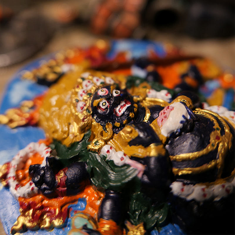 Buddha Stones Mini Daikokuten Dios de la riqueza Buda Tíbet arcilla serenidad decoración del hogar