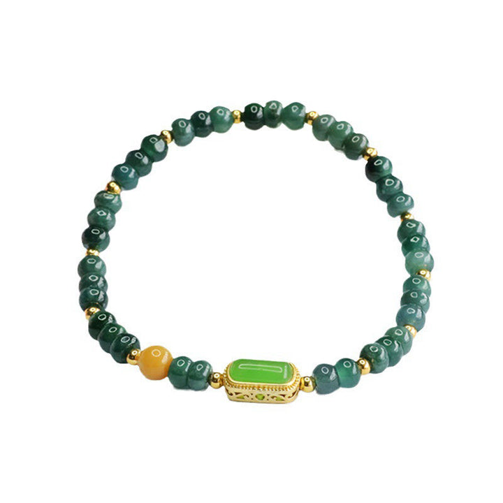 Pulsera de la suerte de Jade Verde Natural y Topacio de Buddha Stones
