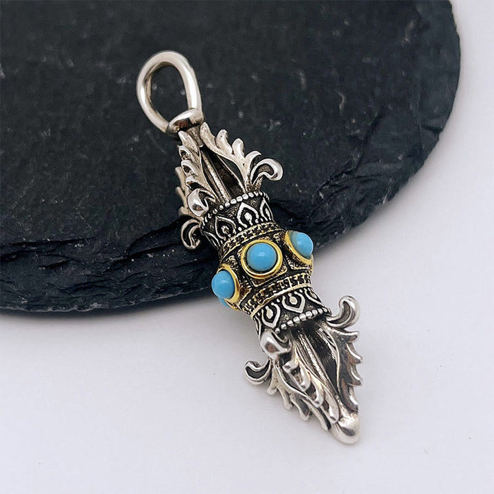 Buddha Stones Collar de Metal de la Suerte y Riqueza de Cobre con Patrón de Vajra Dorje del Tíbet