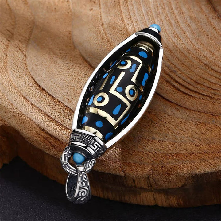 Buddha Stones Collar Colgante Giratorio con Patrón de Cuentas Dzi de Nueve Ojos "Om Mani Padme Hum" Tibetano, Pureza y Paz - image 7