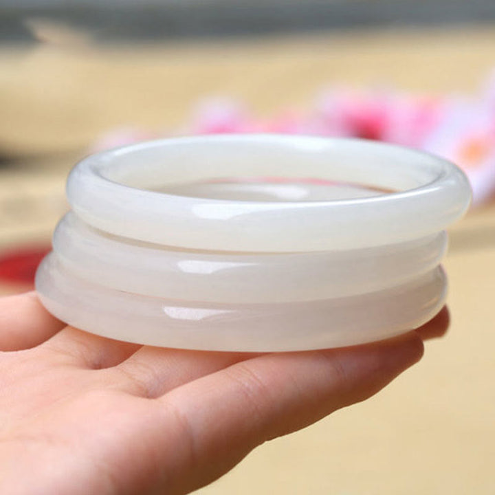 Buddha Stones Pulsera Brazalete de Jade Verde Blanco Natural Suerte Prosperidad