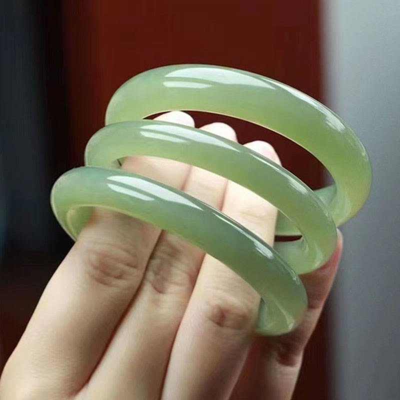 Buddha Stones Pulsera Brazalete de Jade Verde Blanco Natural Suerte Prosperidad