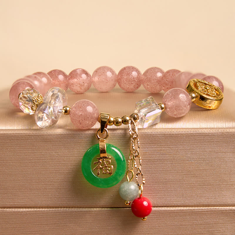 Buddha Stones Atraer amor y protección Pulsera rosa Paquete