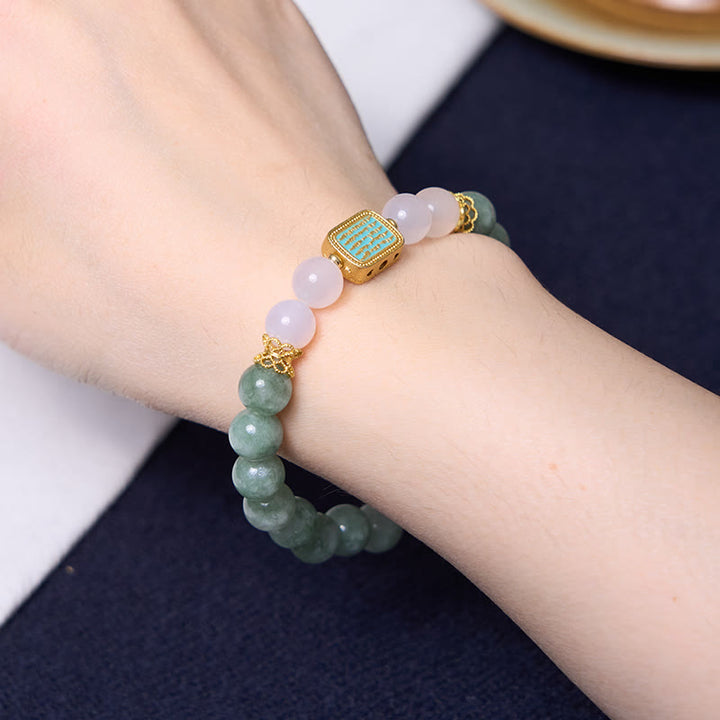Buddha Stones Promueven Nuevos Comienzos Pulsera de Jade Verde Menta Paquete