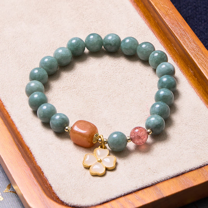 Buddha Stones Traen Buena Suerte Pulsera Brazalete de Jade Verde Paquete
