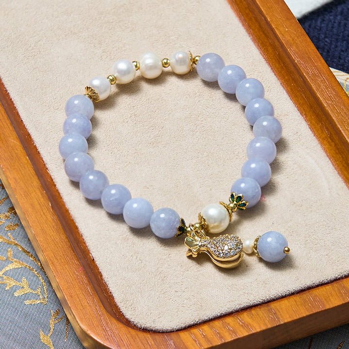 Buddha Stones Paz Interior Y Alivio Del Estrés Pulsera De Jade Aguamarina Azul Con Conjunto