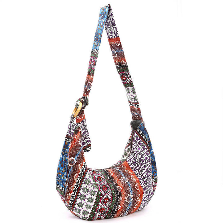 Bolso bandolera con estampado de rayas de algodón de Buddha Stones