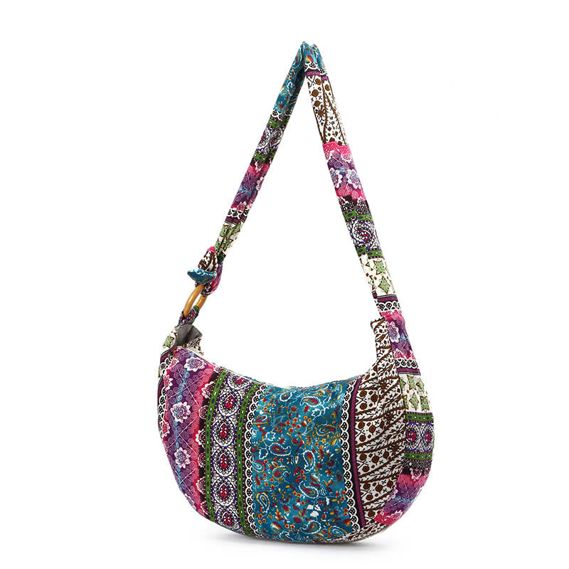 Bolso bandolera con estampado de rayas de algodón de Buddha Stones