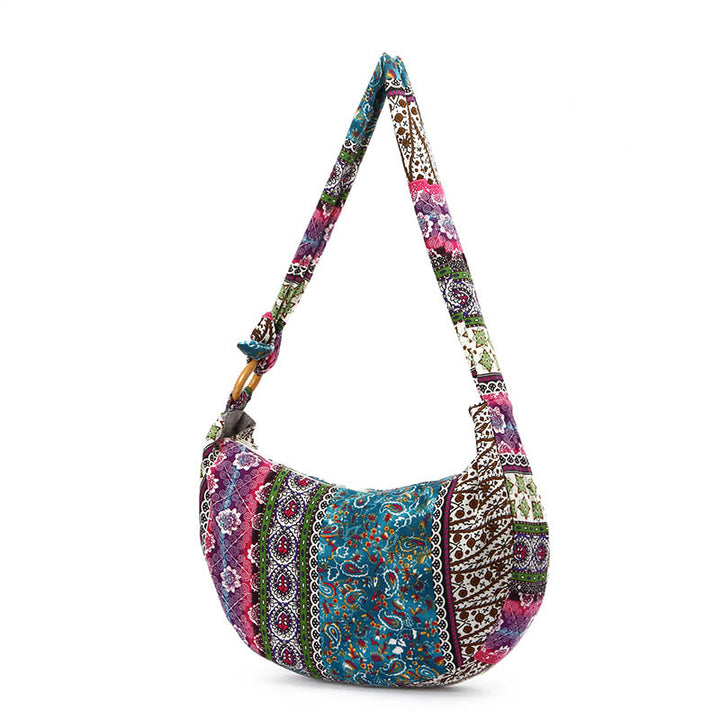 Bolso bandolera con estampado de rayas de algodón de Buddha Stones
