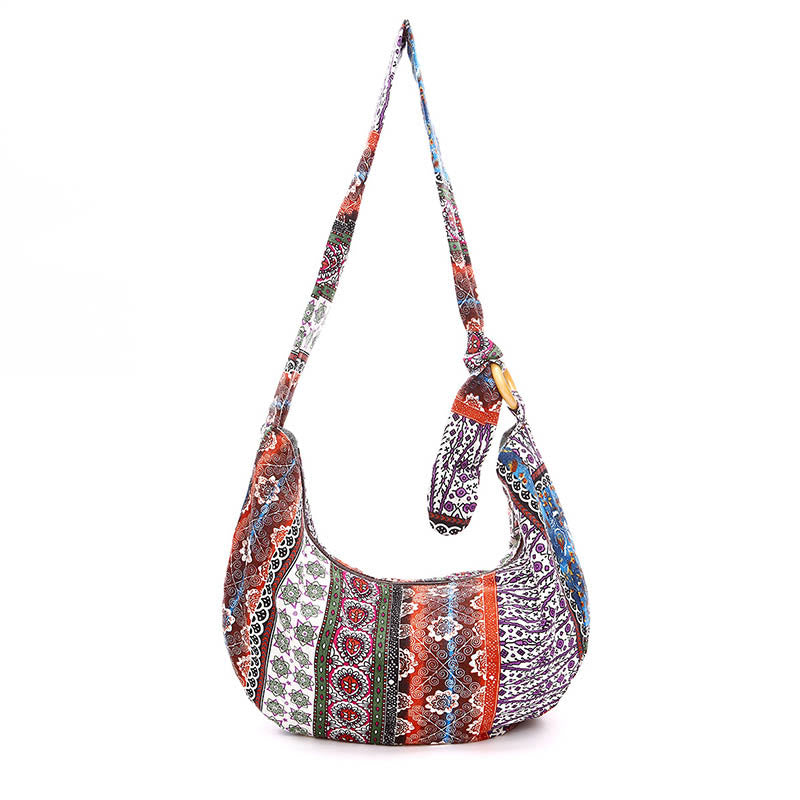 Bolso bandolera con estampado de rayas de algodón de Buddha Stones