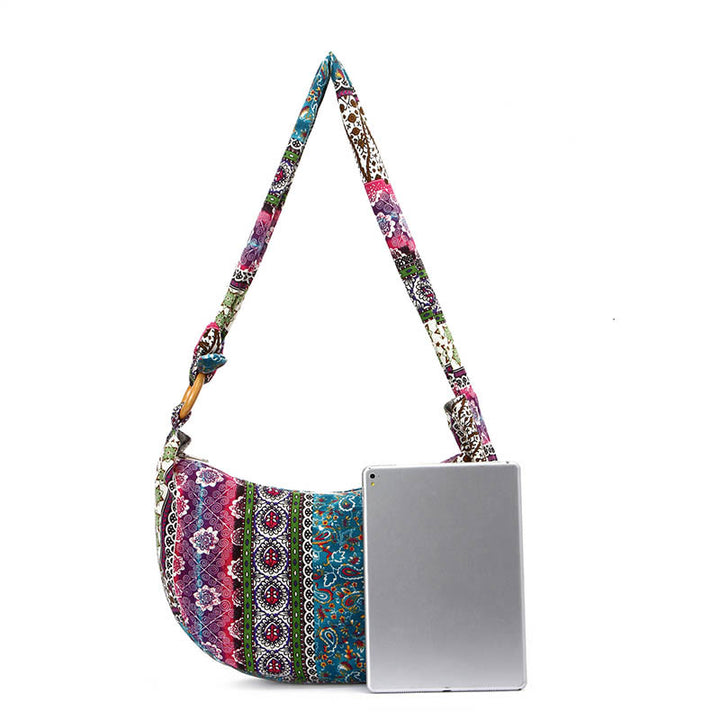 Bolso bandolera con estampado de rayas de algodón de Buddha Stones