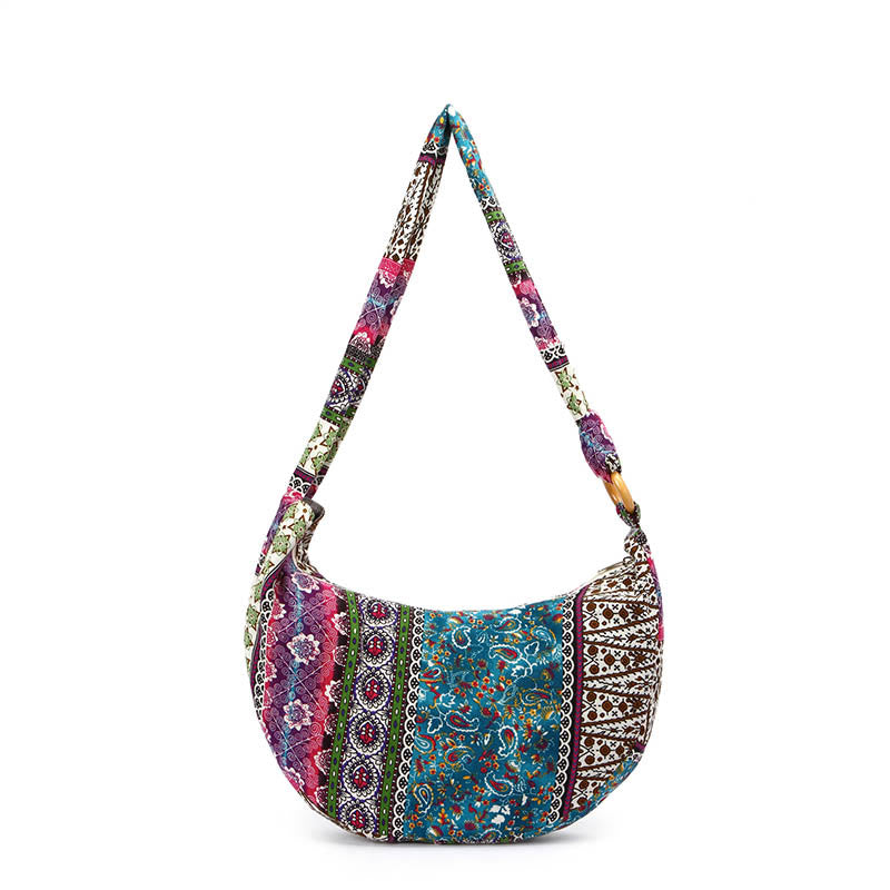 Bolso bandolera con estampado de rayas de algodón de Buddha Stones