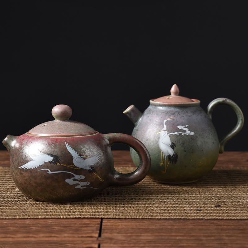 Buddha Stones White Crane Cloud Tetera de Kung Fu Chino de Cerámica