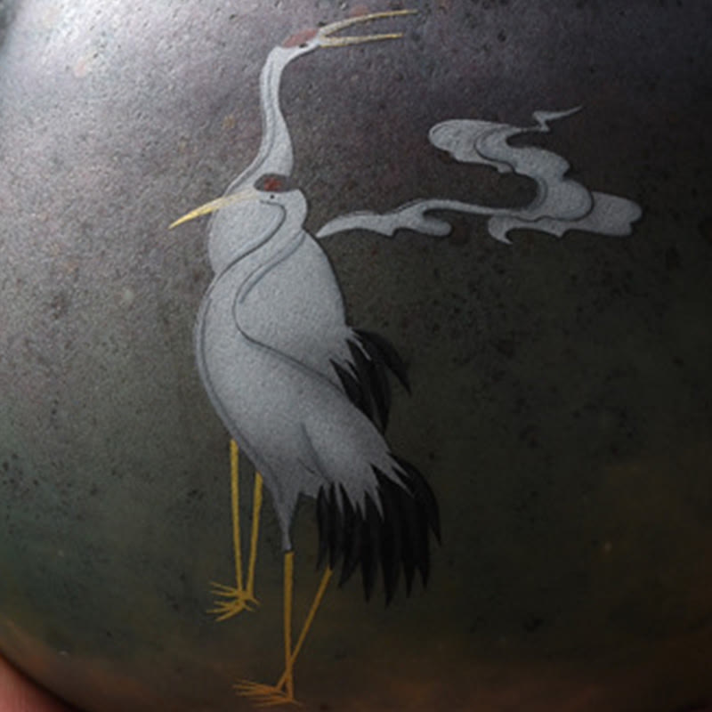 Buddha Stones White Crane Cloud Tetera de Kung Fu Chino de Cerámica