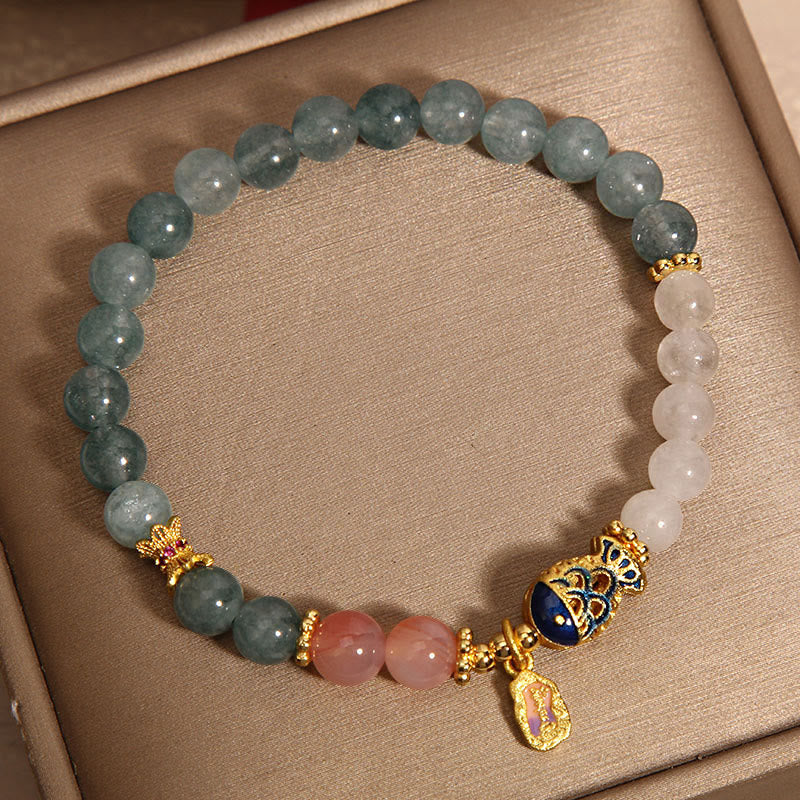 Buddha Stones Jade Yanyuan Ágata Jade Blanco Pez Koi Amuleto de Escritura Pulsera de la Suerte