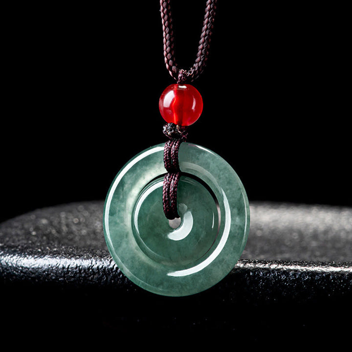 Colgante de Abundancia de Doble Hebilla de Paz de Jade Verde Buddha Stones