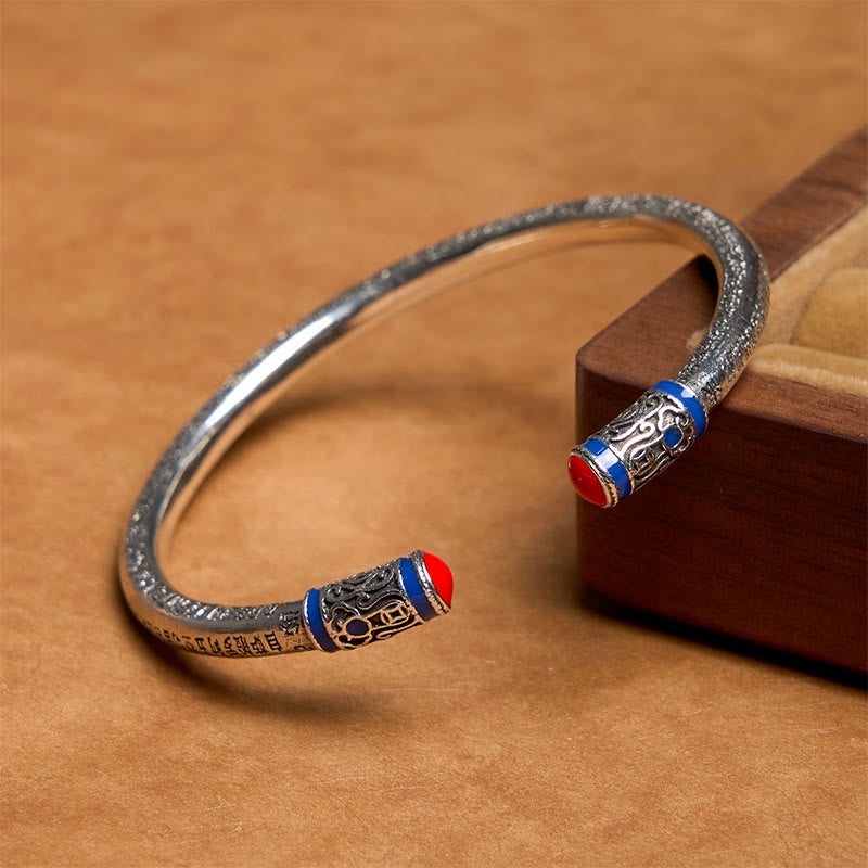 Monedas de cobre talladas del Sutra del Corazón de Buddha Stones Pulsera de sanación