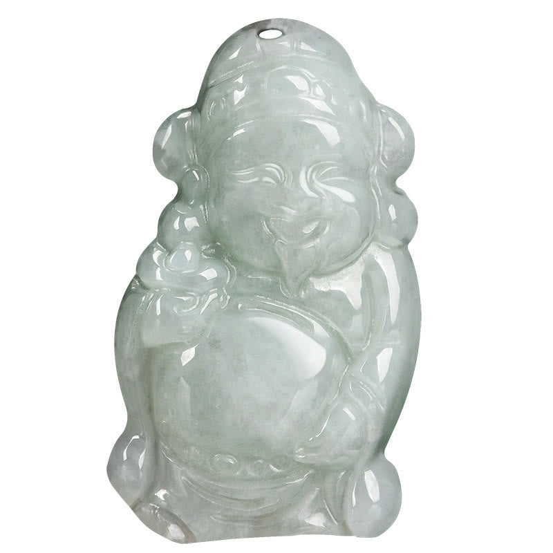 Buddha Stones Colgante de Collar de Jade Natural Chino Dios de la Riqueza Caishen Ingot de la Suerte