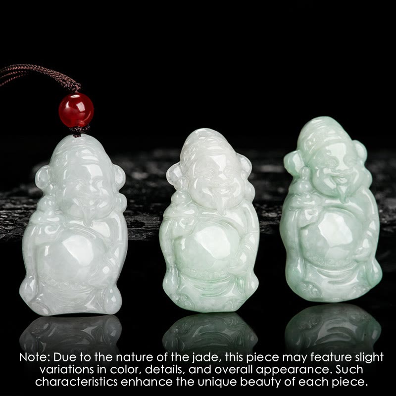 Buddha Stones Colgante de Collar de Jade Natural Chino Dios de la Riqueza Caishen Ingot de la Suerte