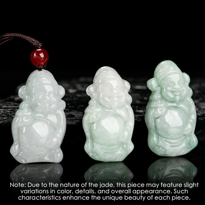 Buddha Stones Colgante de Collar de Jade Natural Chino Dios de la Riqueza Caishen Ingot de la Suerte