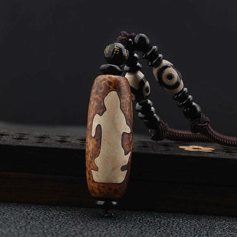 Buddha Stones Tíbet Om Mani Padme Hum Perla Dzi Avalokitesvara Patrón Collar de Riqueza Colgante - image 3