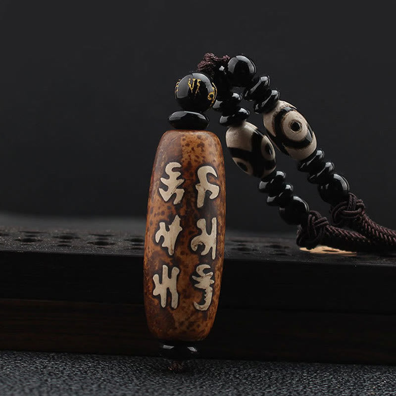 Buddha Stones Tíbet Om Mani Padme Hum Perla Dzi Avalokitesvara Patrón Collar de Riqueza Colgante - Cuentas Dzi - image 1