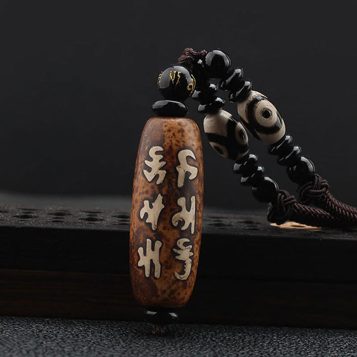 Buddha Stones Tíbet Om Mani Padme Hum Perla Dzi Avalokitesvara Patrón Collar de Riqueza Colgante - Cuentas Dzi - image 1