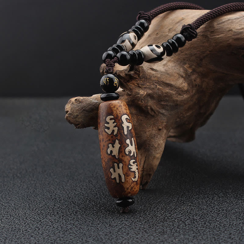 Buddha Stones Tíbet Om Mani Padme Hum Perla Dzi Avalokitesvara Patrón Collar de Riqueza Colgante - image 2