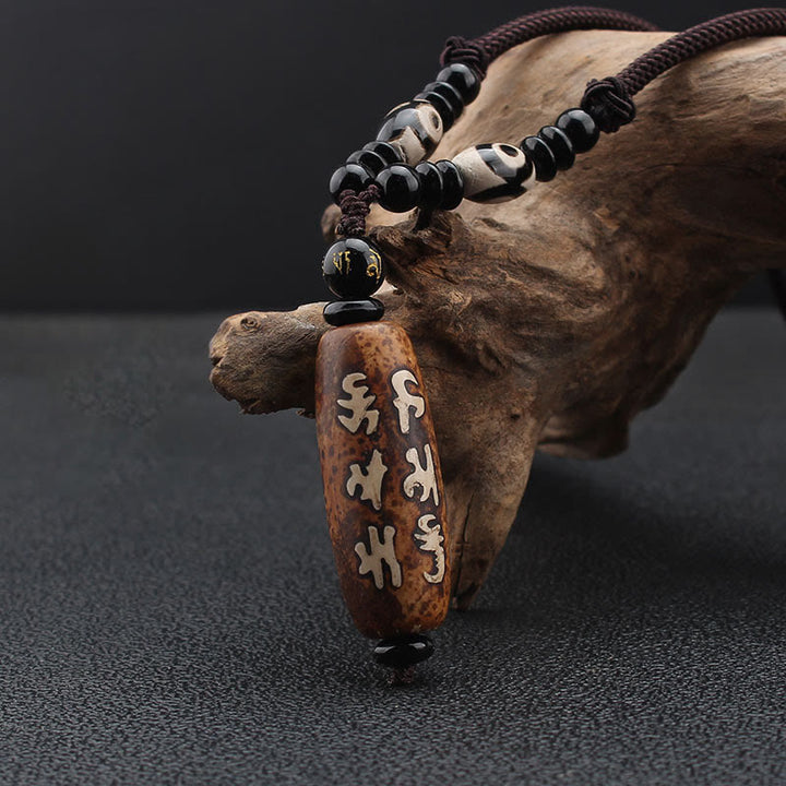 Buddha Stones Tíbet Om Mani Padme Hum Perla Dzi Avalokitesvara Patrón Collar de Riqueza Colgante - image 2