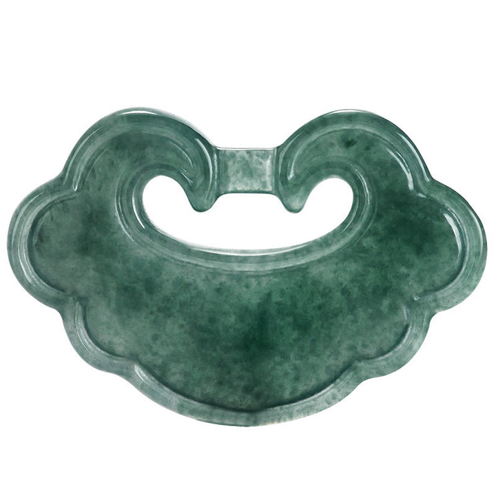 Buddha Stones Collarín chino de jade verde natural con amuleto de suerte