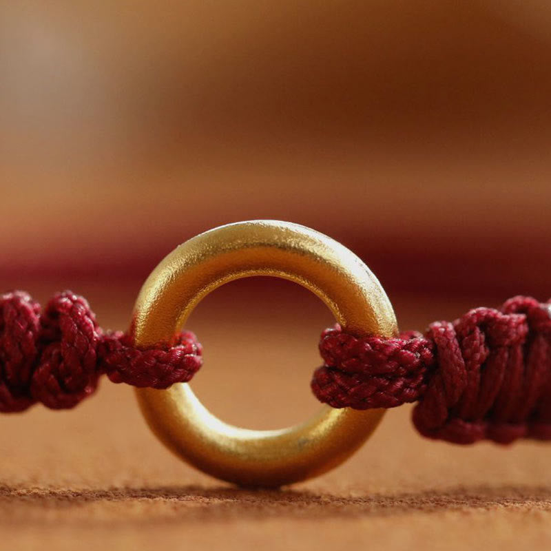 Pulsera de aleación con piedra Buddha Stones de cuerda roja de la suerte y hebilla de paz
