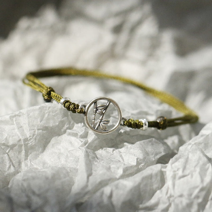 Buddha Stones Pulsera de Cuerda de Suerte de Bambú de Plata Esterlina 925