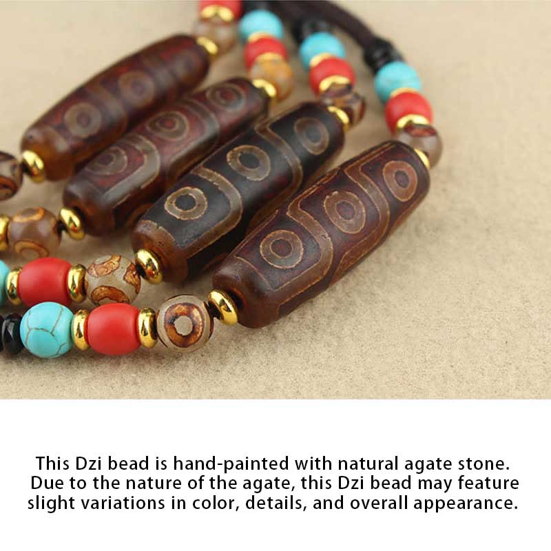 Buddha Stones Joyas Tibetanas de Ojo de Nueve Dzi Cuentas Dzi de Tres Ojos Collar de Protección Colgante