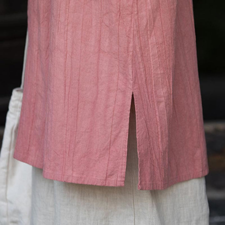 Buddha Stones Vestido Midi de Lino hecho a mano con botones de rana y teñido anudado Pantalones de Pierna Ancha con Bolsillos - image 22