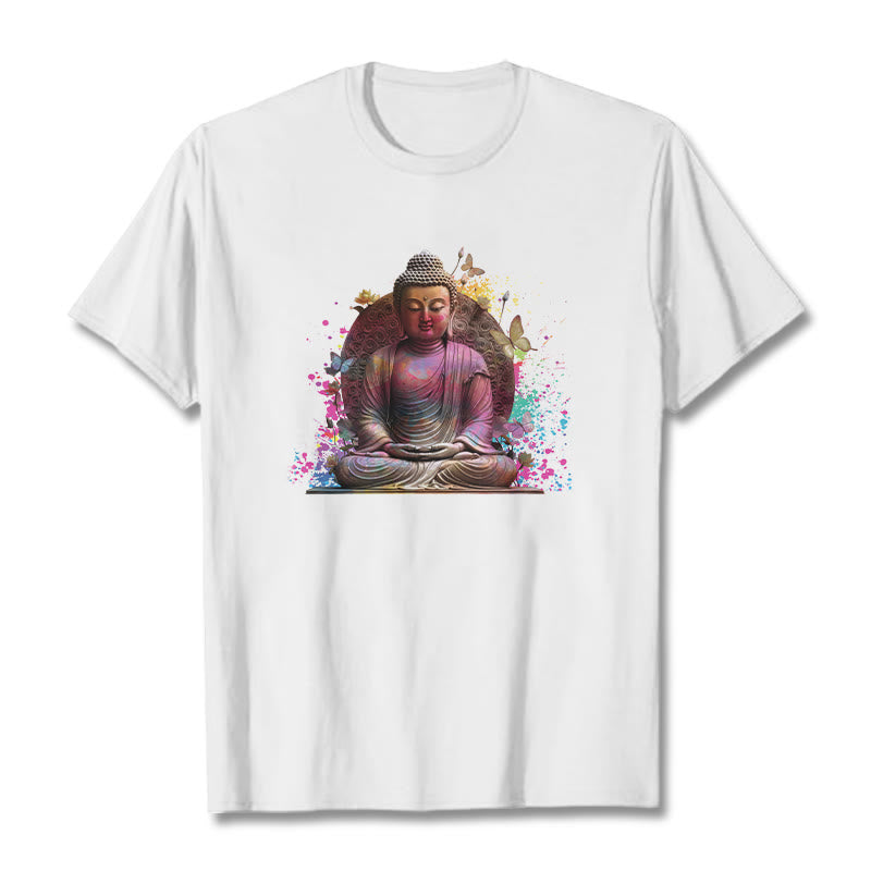 Camiseta de meditación con mariposa de Buddha Stones - Blanco - 2XL - image 3
