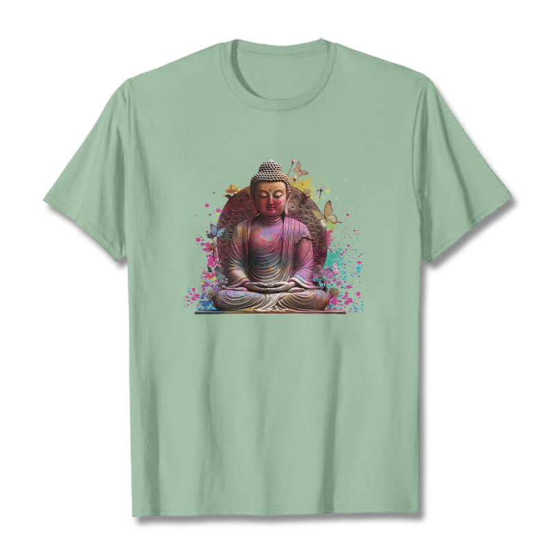 Camiseta de meditación con mariposa de Buddha Stones - Verde pálido - 2XL - image 14