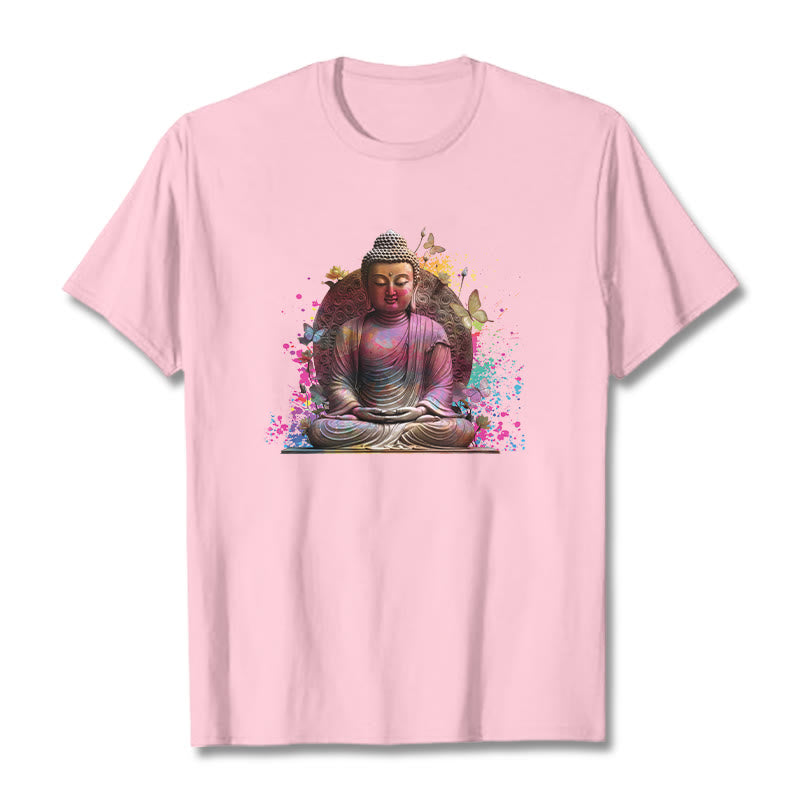 Camiseta de meditación con mariposa de Buddha Stones - Rosa claro - 2XL - image 12