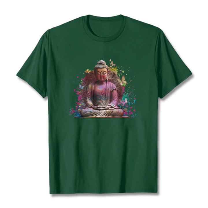 Camiseta de meditación con mariposa de Buddha Stones - Verde bosque - 2XL - image 10