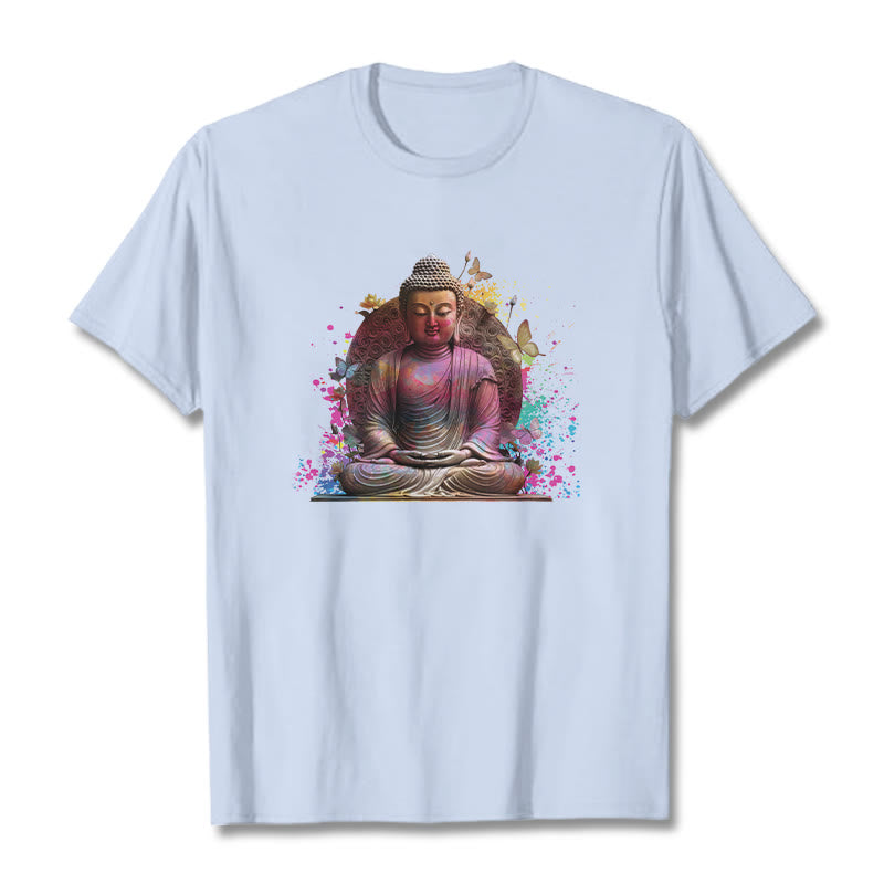 Camiseta de meditación con mariposa de Buddha Stones - Cian claro - 2XL - image 18