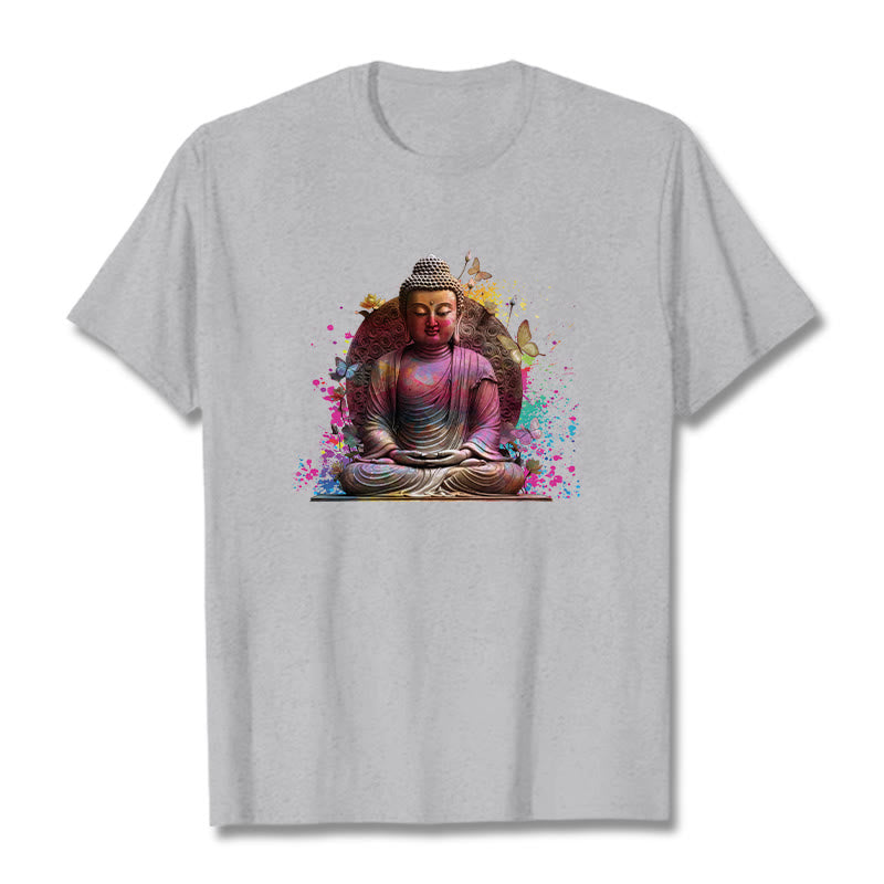 Camiseta de meditación con mariposa de Buddha Stones - Gris claro - 2XL - image 19