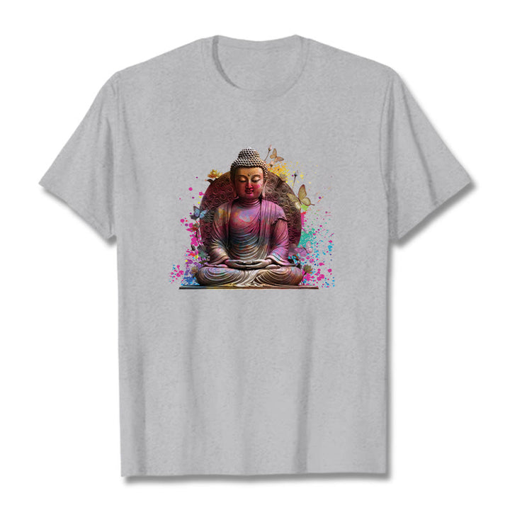 Camiseta de meditación con mariposa de Buddha Stones - Gris claro - 2XL - image 19